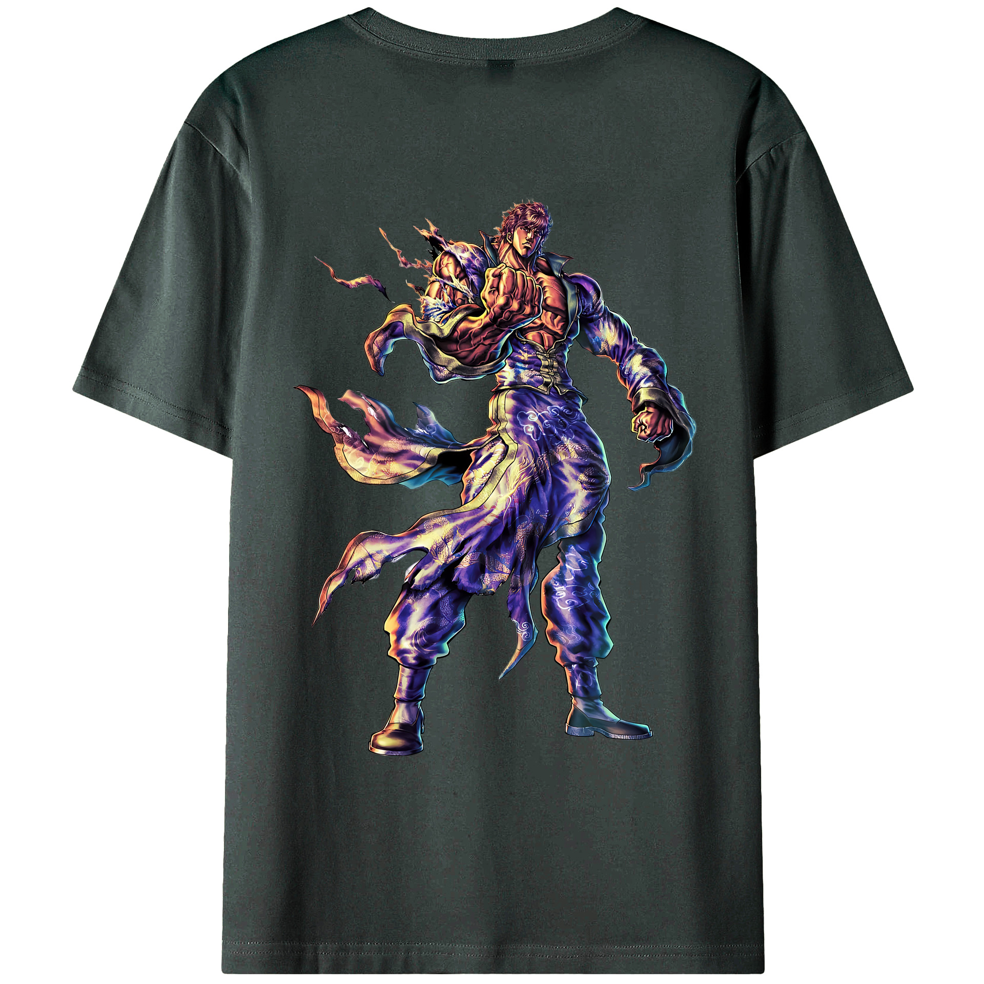 （画像用） 北斗の拳 Fist of the North Star 綿100％ メンズ半袖Tシャツ（バックプリント） 通気性